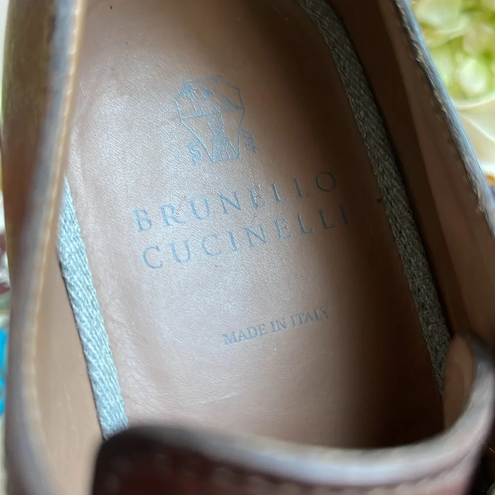Brunello Cucinelli Brogue Wingtip Double Monk Strap Loafers in Brown Leather